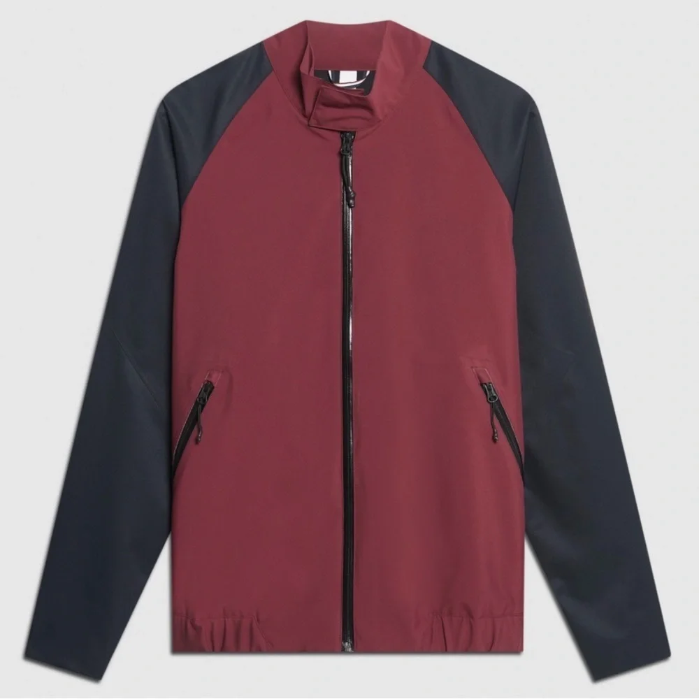 Ben Sherman Harrington Burgundy and Black Waterproof Bomber Jacket | M